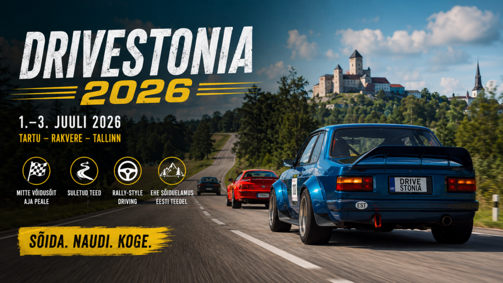 Drivestonia 2026: haruldane autosündmus Eestis — mitte võidusõit aja peale, vaid suletud teed ja rally-style driving kogemus
